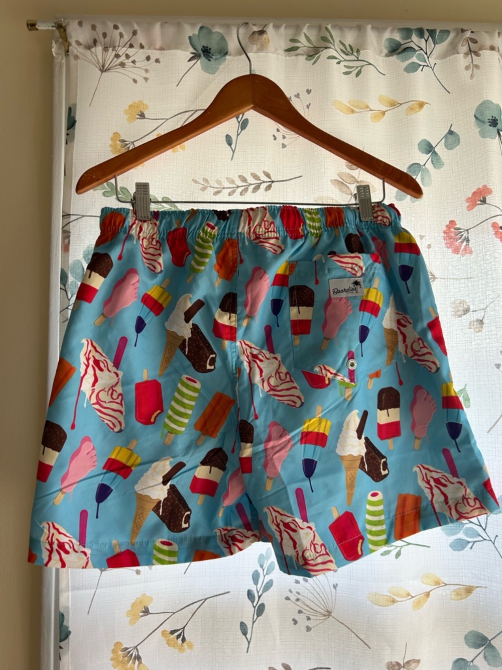 Men's Blue Novelty Ice Cream Print Swim Shorts - Picture 2 of 3